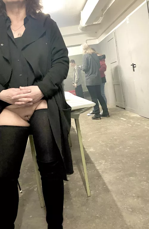 (F) in the smoking room of the discotheque. whether someone has seen my wet cunt?