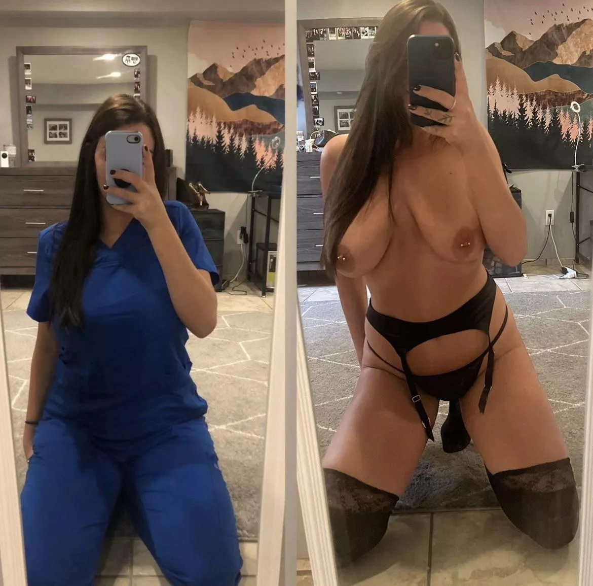 Hospital uniform vs. Reddit uniform [oc] [f]