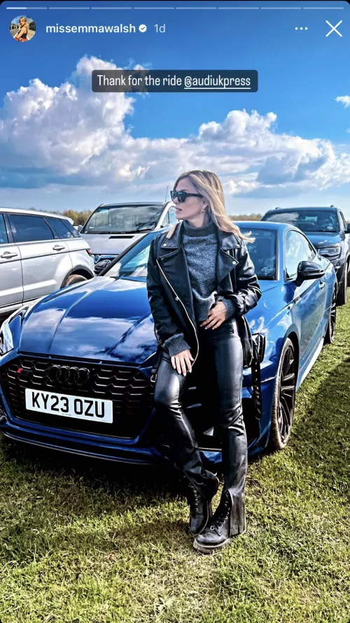 Miss Emma Walsh in some stunning leather trousers and the viral Zara jacket in black