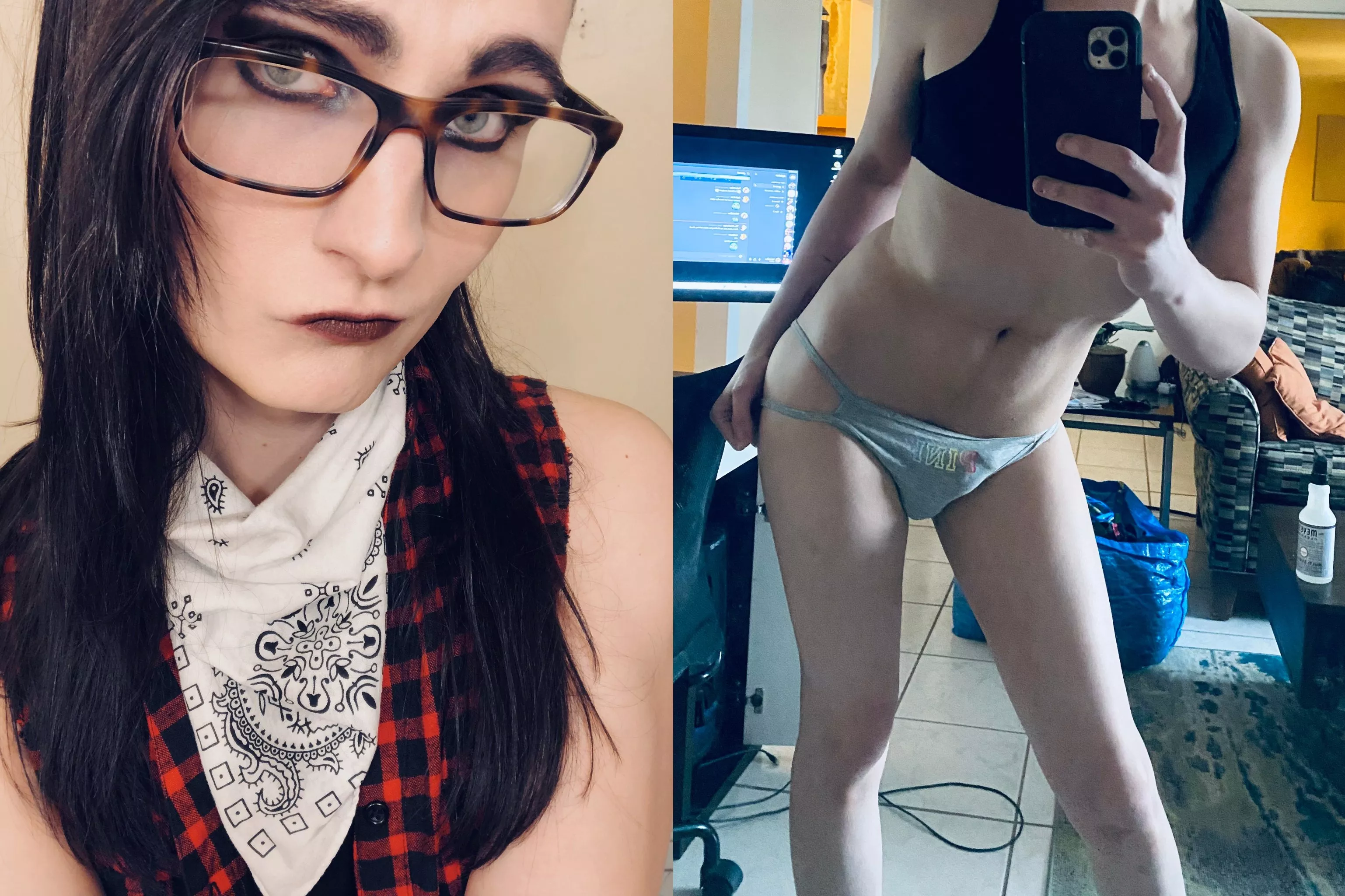 My panties are so tight you can see the entire outline of my erection in them