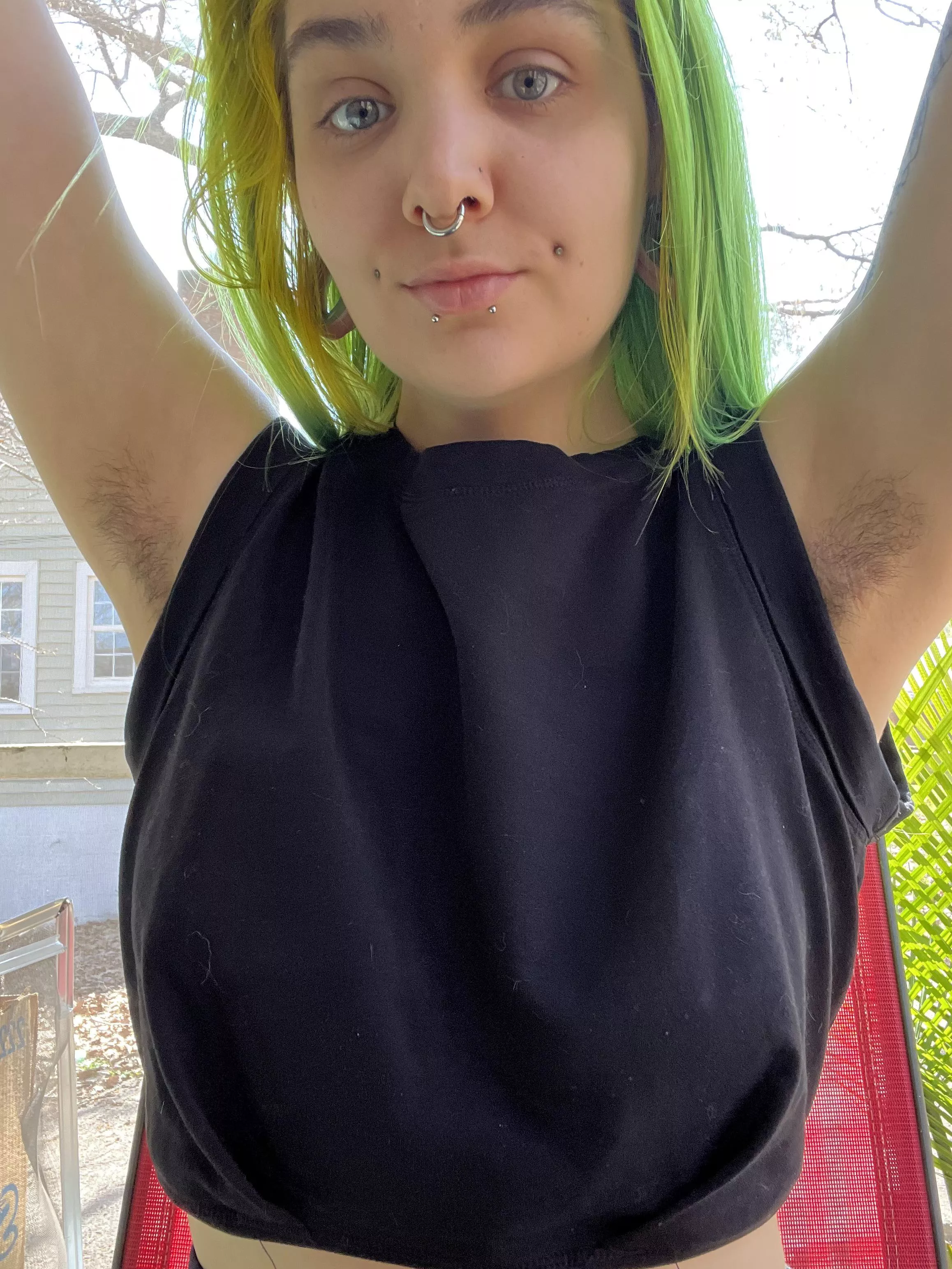 No cleavage for you. Just sweaty pits ready for worshipping