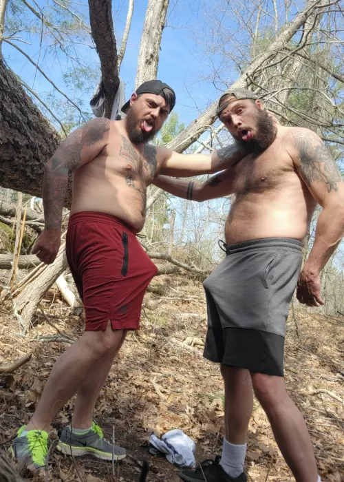 [32][42] Couple of Dads getting wild in the bush