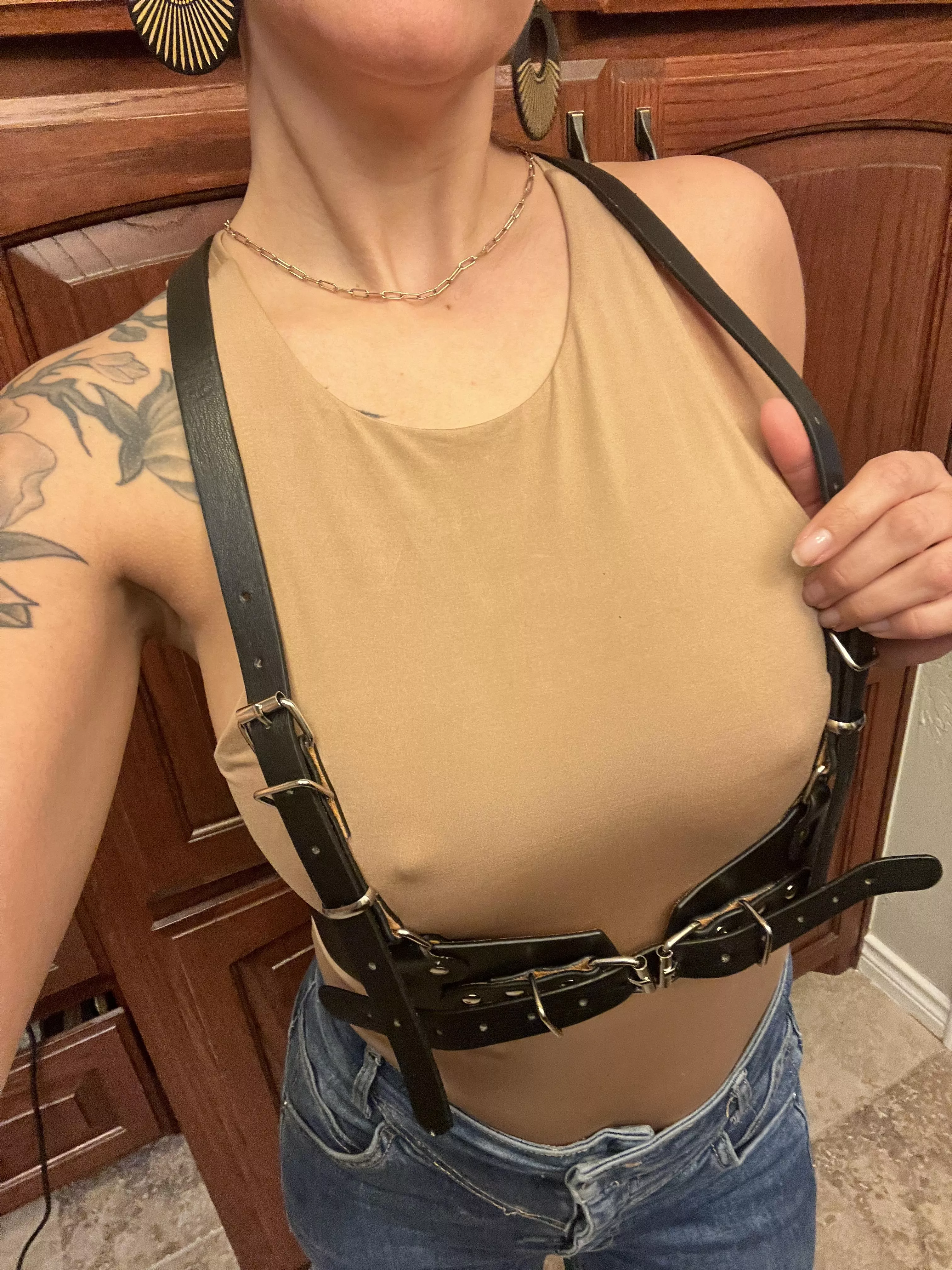 Braless with a harness!