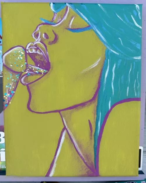 Gentle Licks by me. 8x10 acrylic painting on canvas