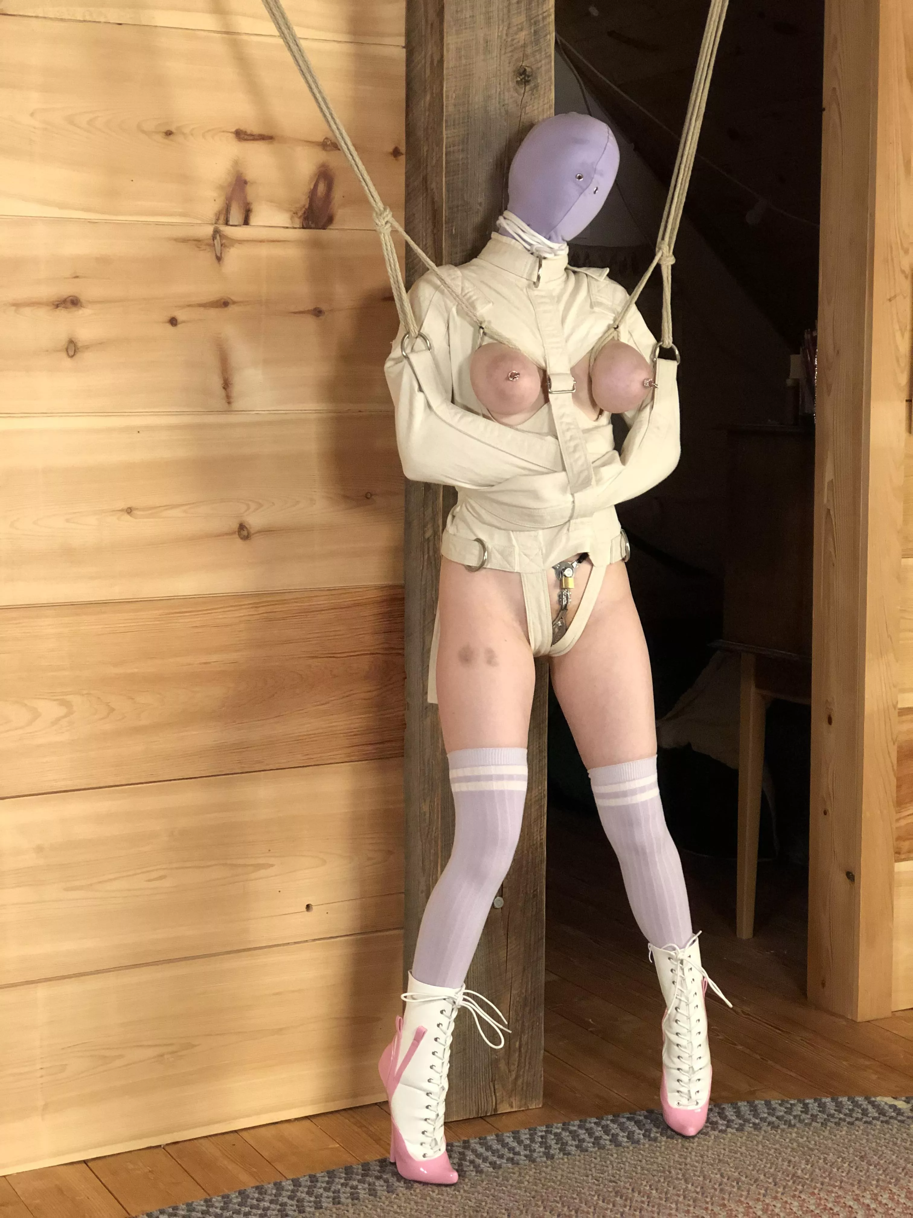Kinky little [f]uckdoll hung up in storage.