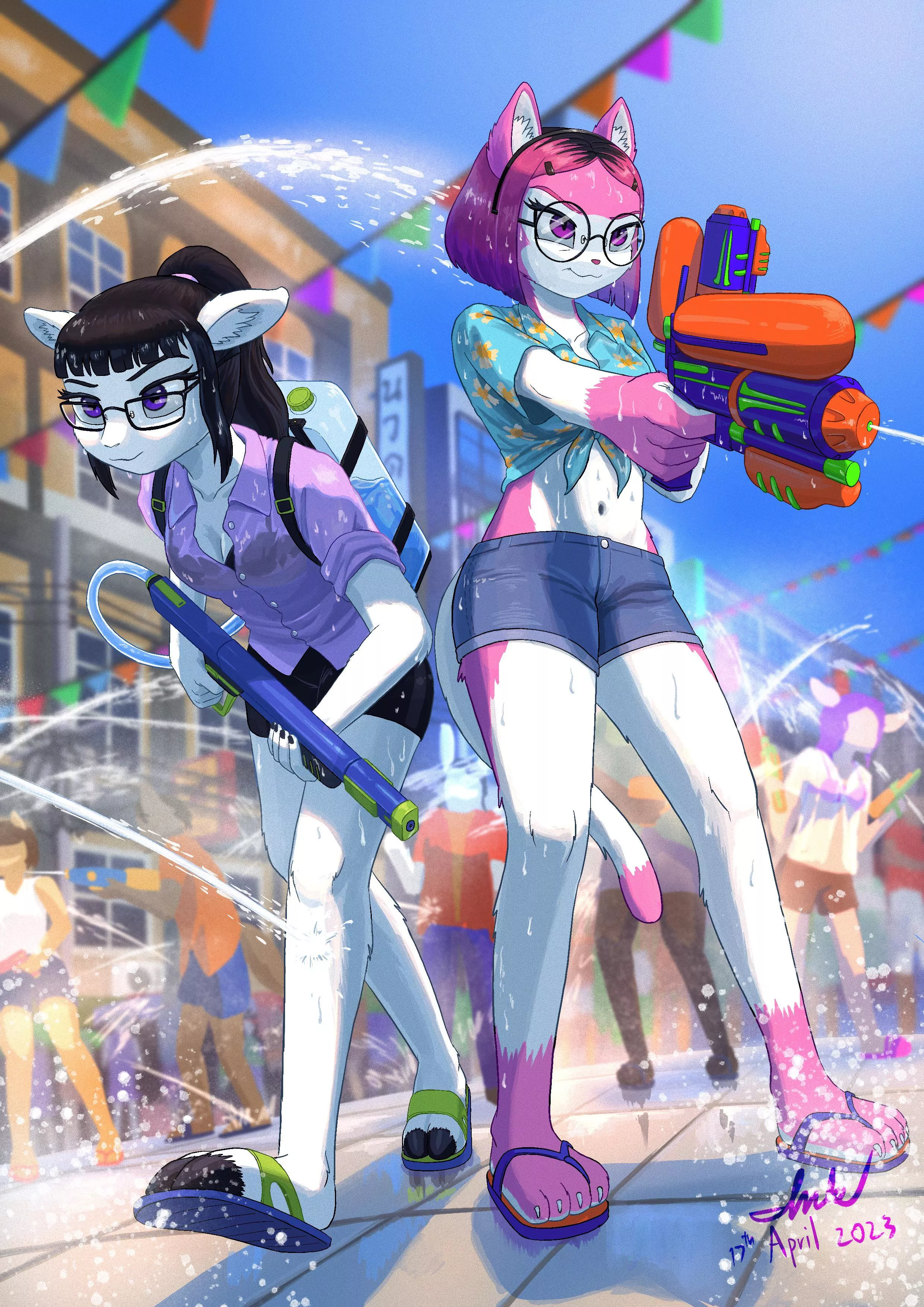 Songkran festival in Thailand [art by me]