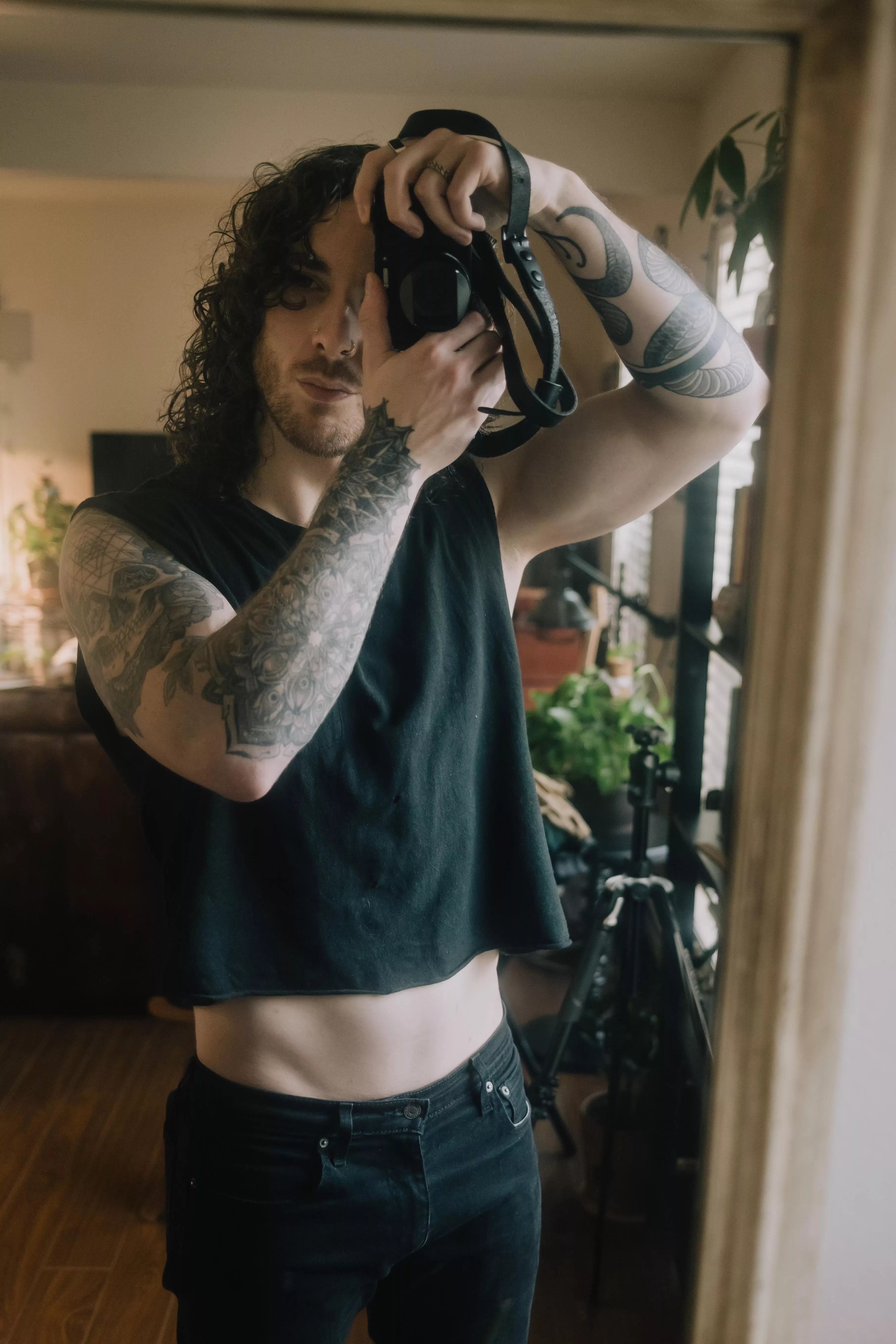 After a lot of abuse finally in a place to experiment with my queer identity. Crop top season 🖤