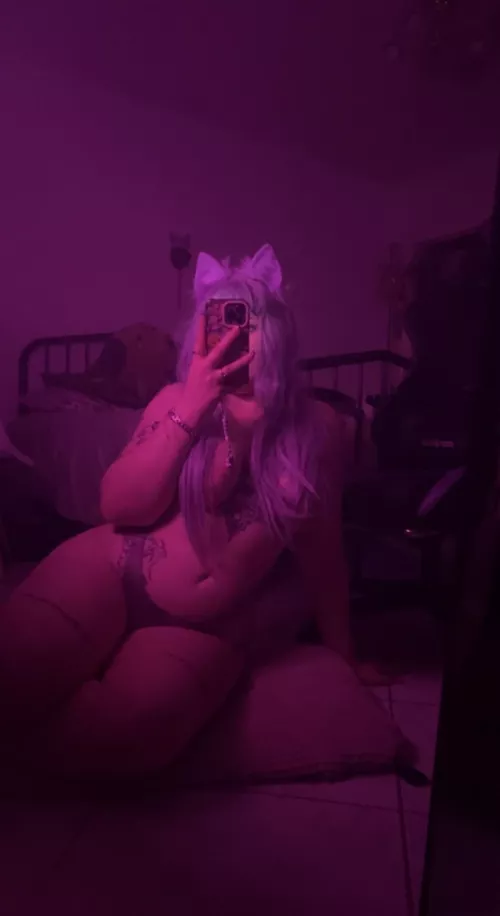 ass fat, thighs fat, kitty ears stay on during sex