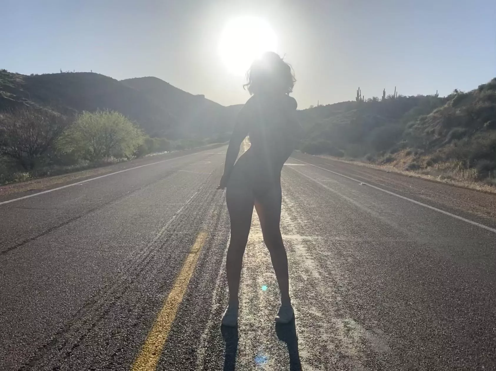 Backlit and on the road