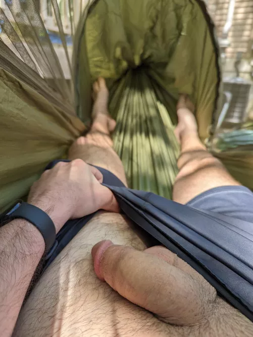 Finally jerk off in the hammock season