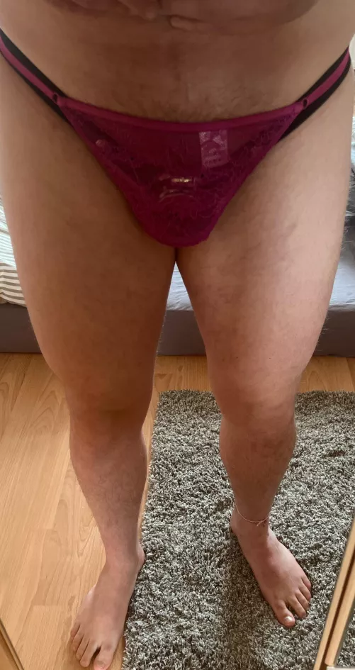 So my gf thought it was time to change my underwear to pink lace thongs..