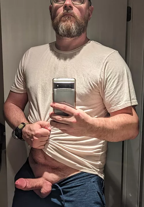 Full beard and a hard cock