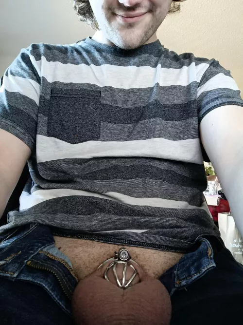 Mommy said my clitty is too big so I'm caged until it starts to shrink 😅