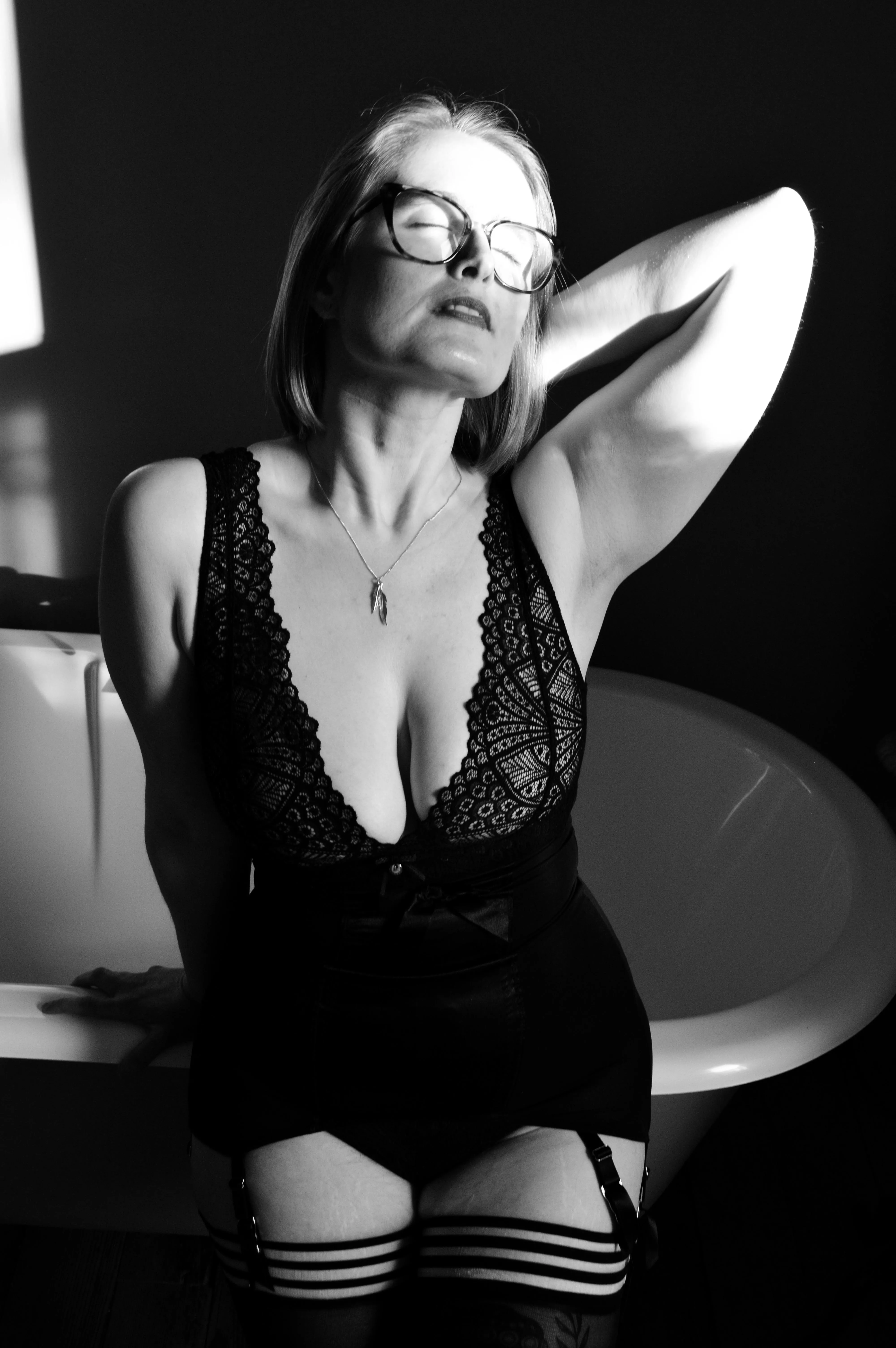 Reclining on the bathtub