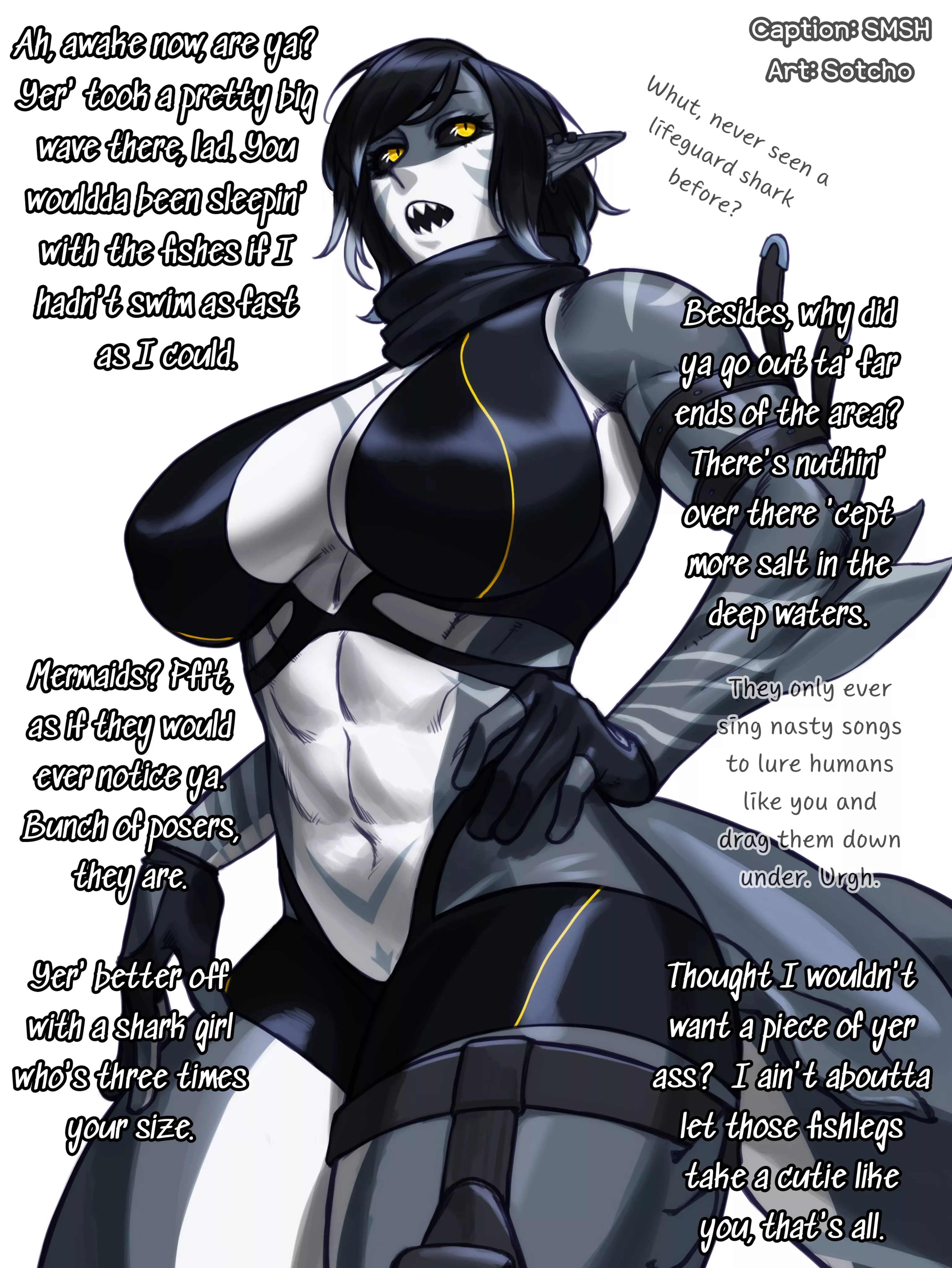 Saved Ashore [Shark / Monster Girl] [Much Taller And Stronger Than You] [Scottish / Aussie Accent] [Tomboy] [Slight Tsundere] [Mermaid Slander]