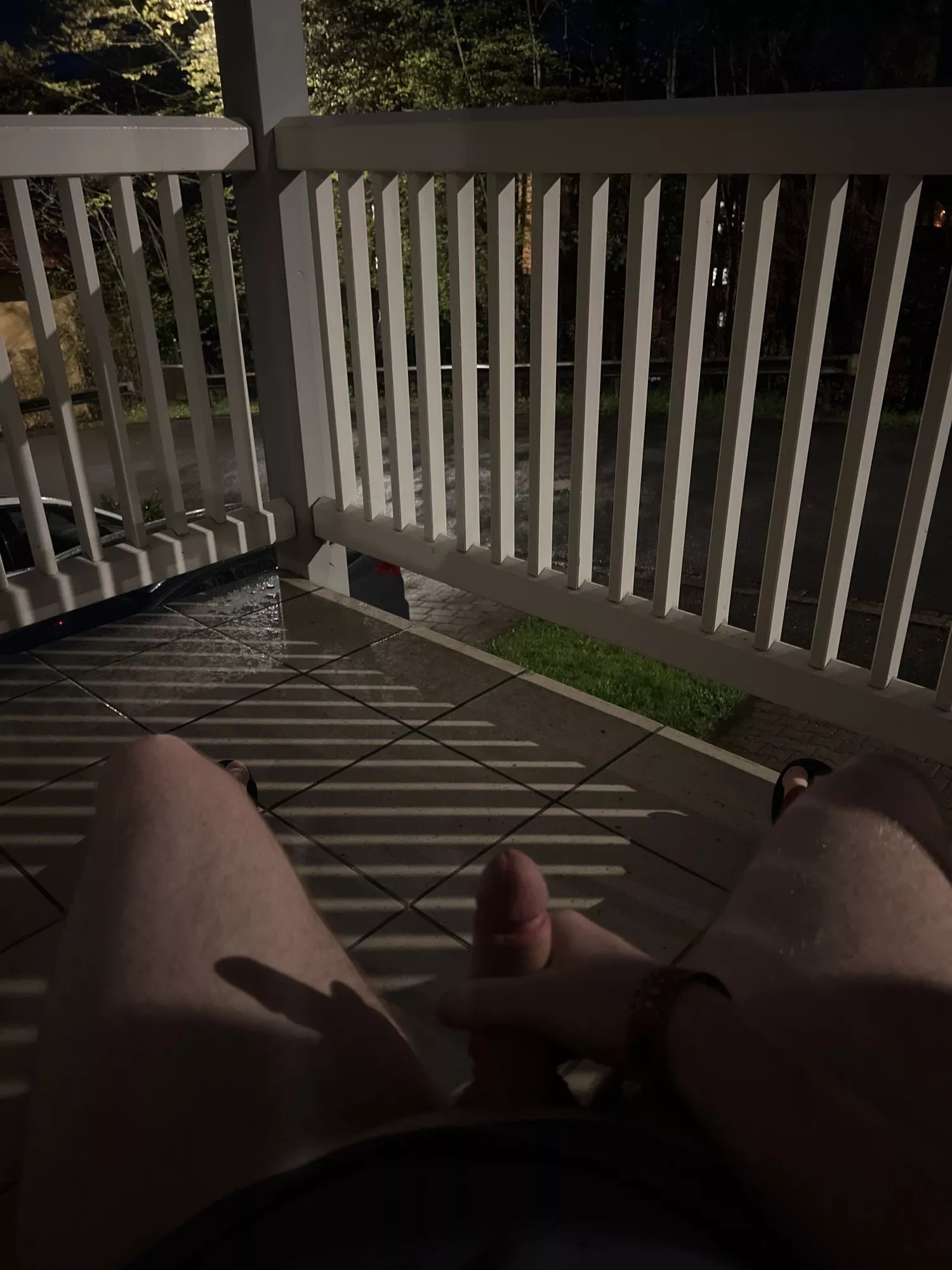 Jerk off on balcony