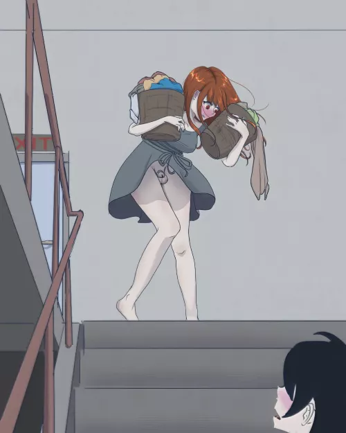 Laundry day was always scary for you, since you were still closeted about your feminization and chastity fetish but had to walk the halls of your apartment building to do your girly laundry, you tried your best to be as careful as possible. But today you