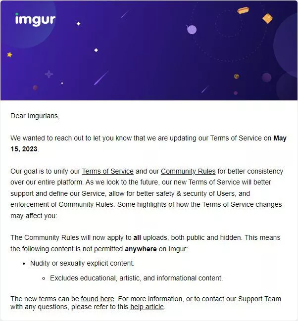 Save your files Imgur to stop allowing nudity in private albums