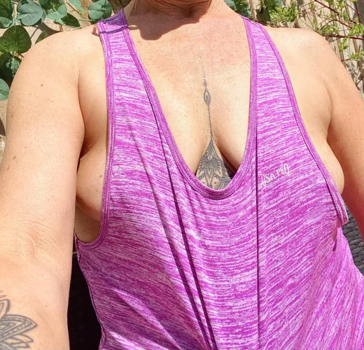 The suns out never wearing a bra!
