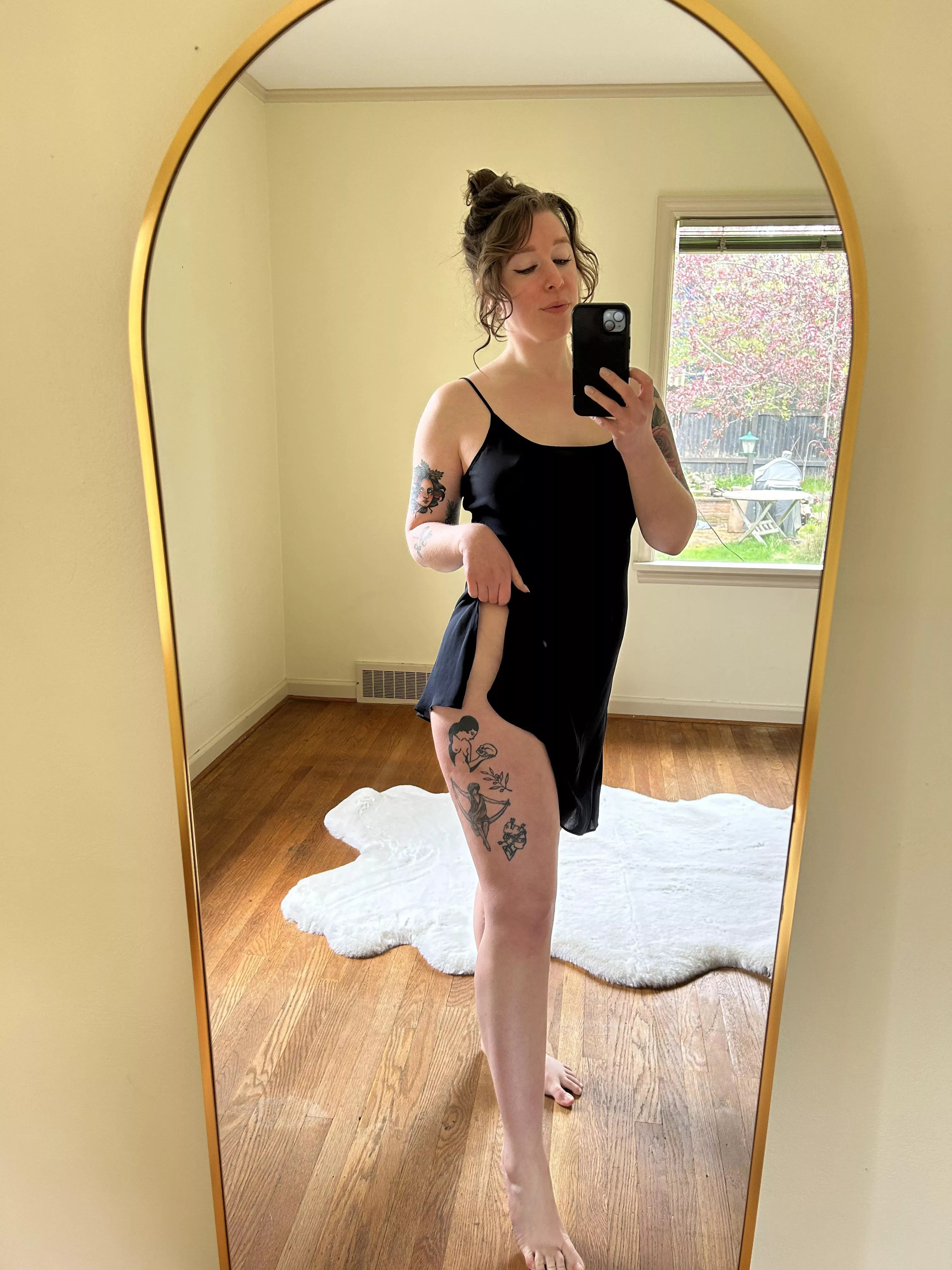 Always love a short dress and bare legs