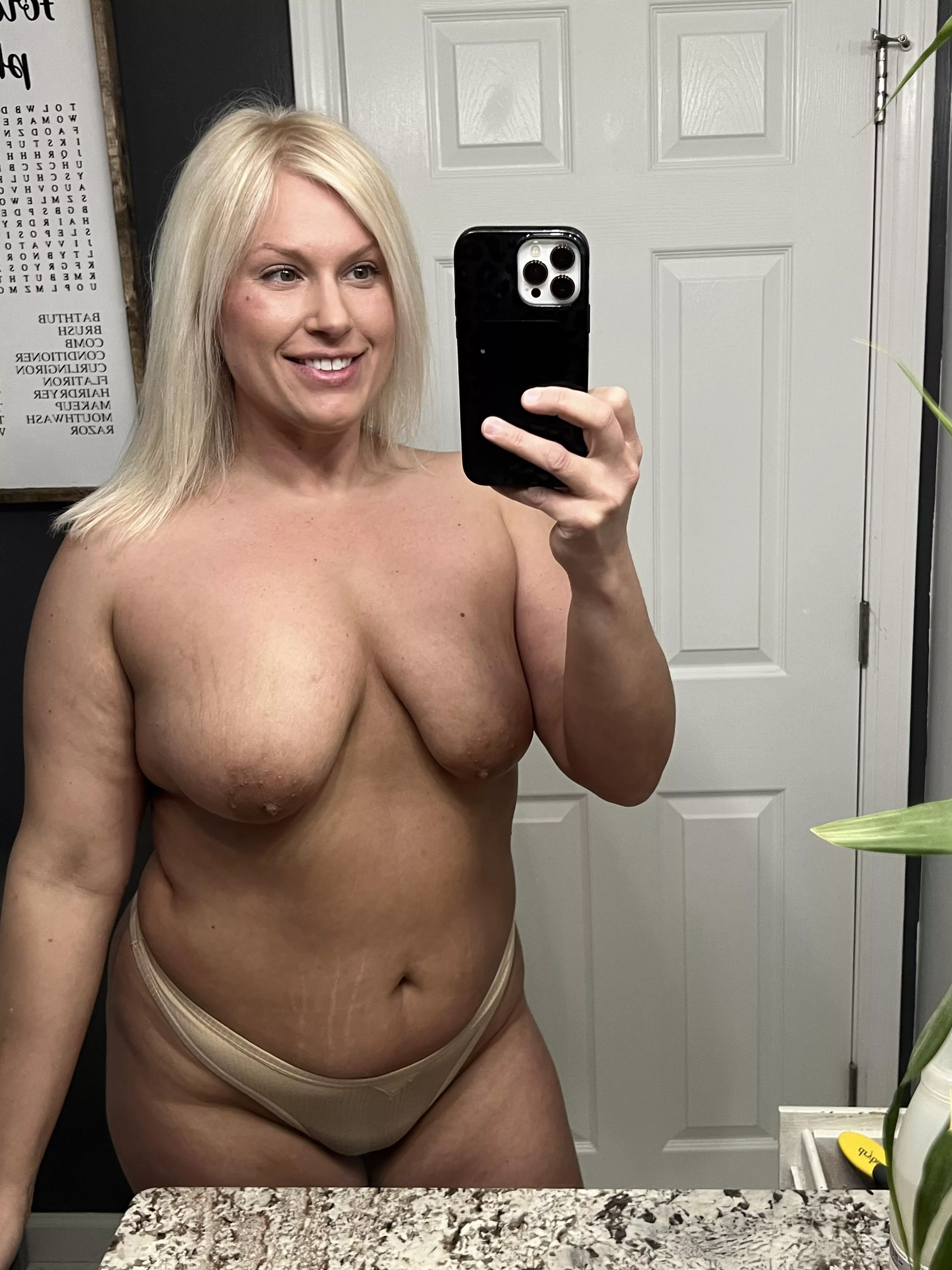 Being blonde and tan makes the sag a bit more bareable!