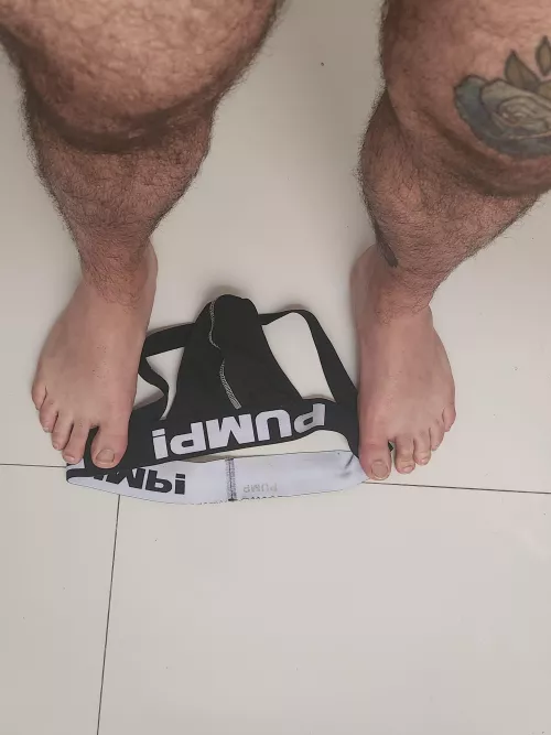 Daddy's jock fell on the floor