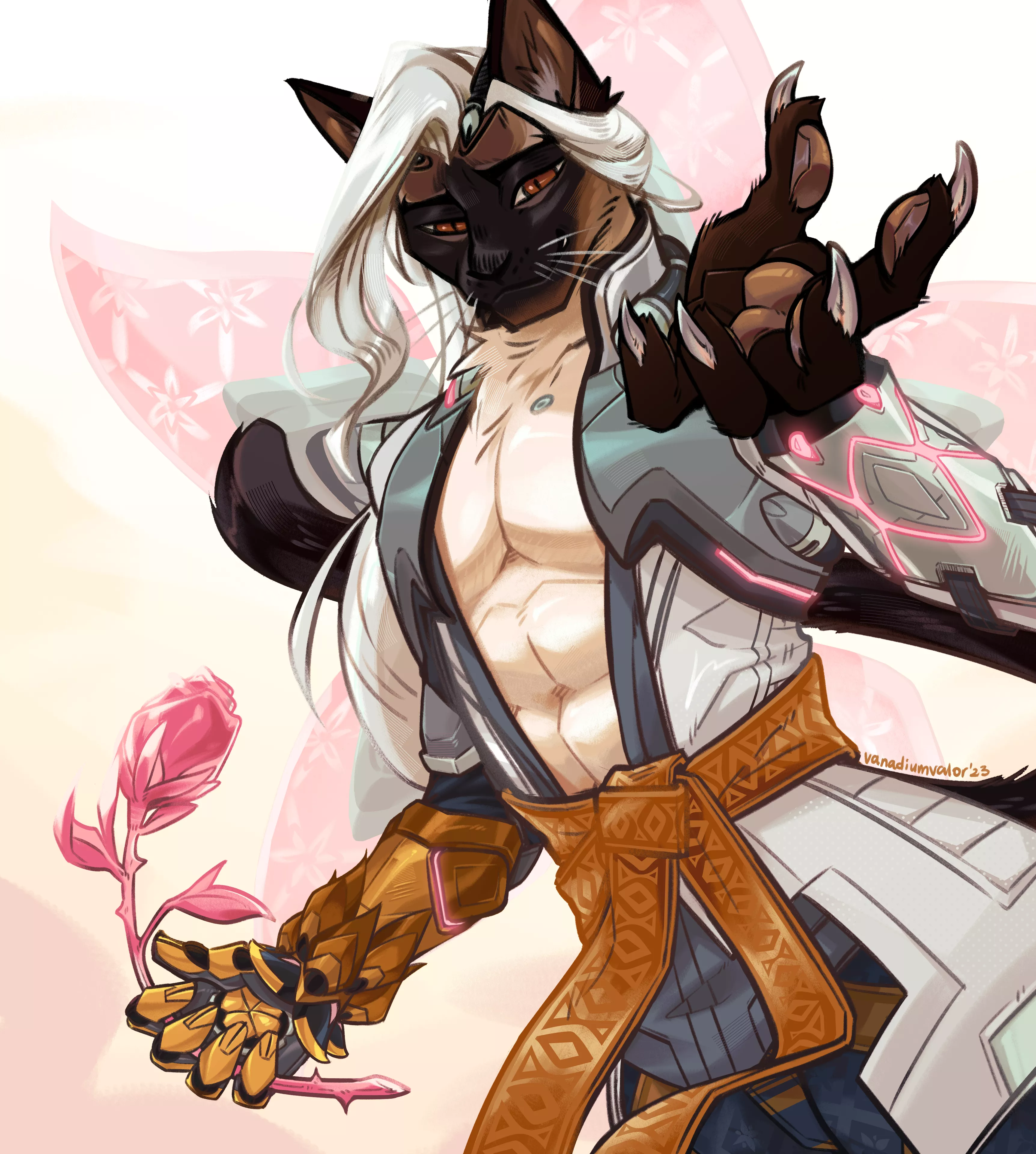 I drew Lifeweaver from Overwatch as a Thai Cat!