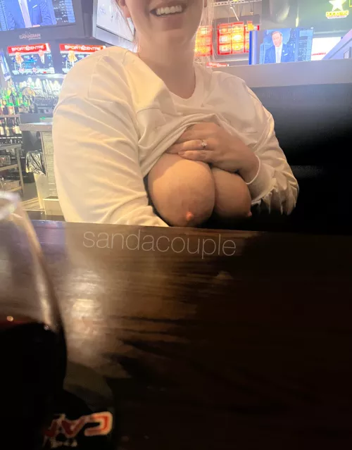 If you saw me pull out my tits from another table at the bar, how would you react and what would you do?