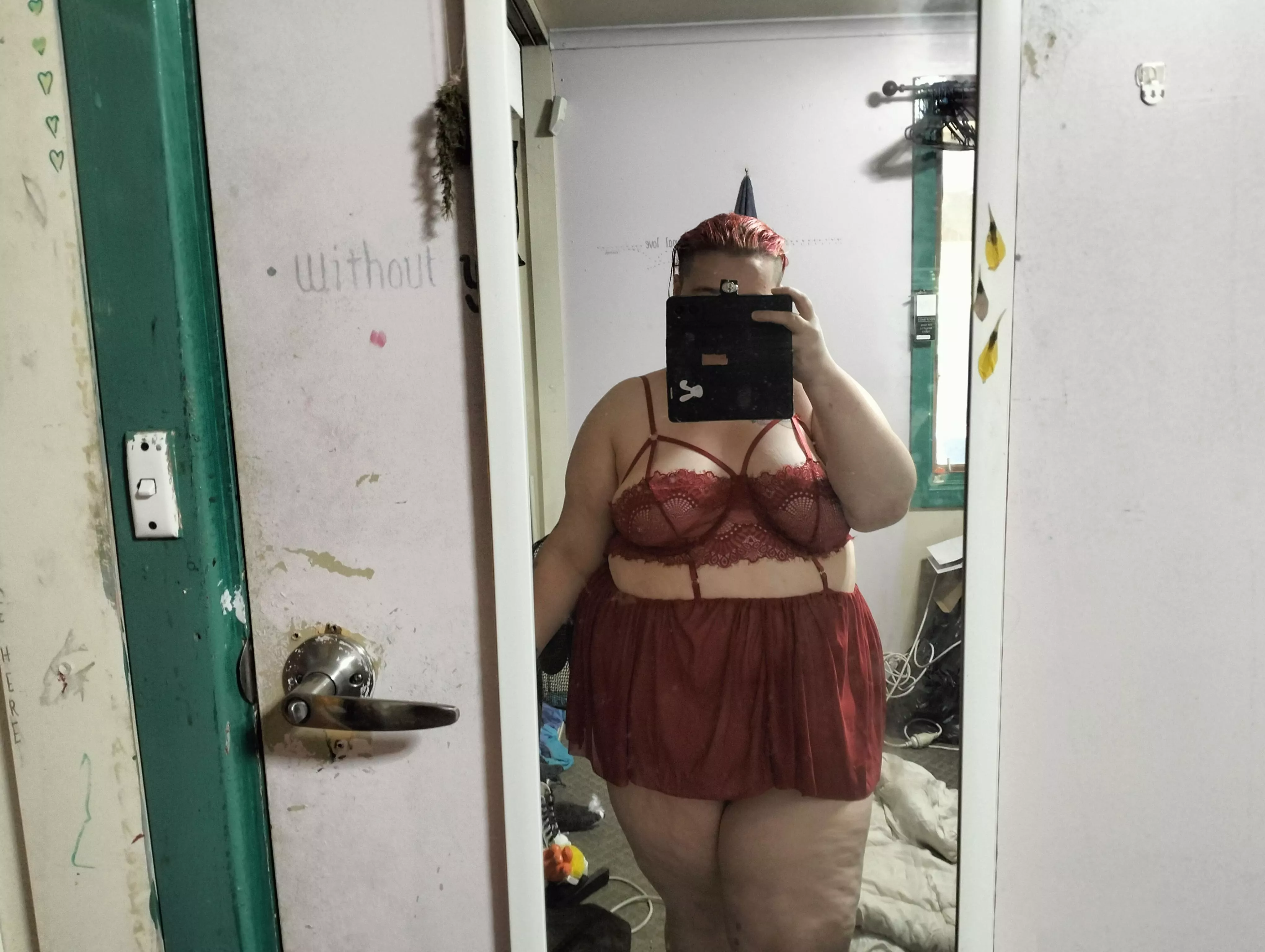 New lingerie. I like me in red.