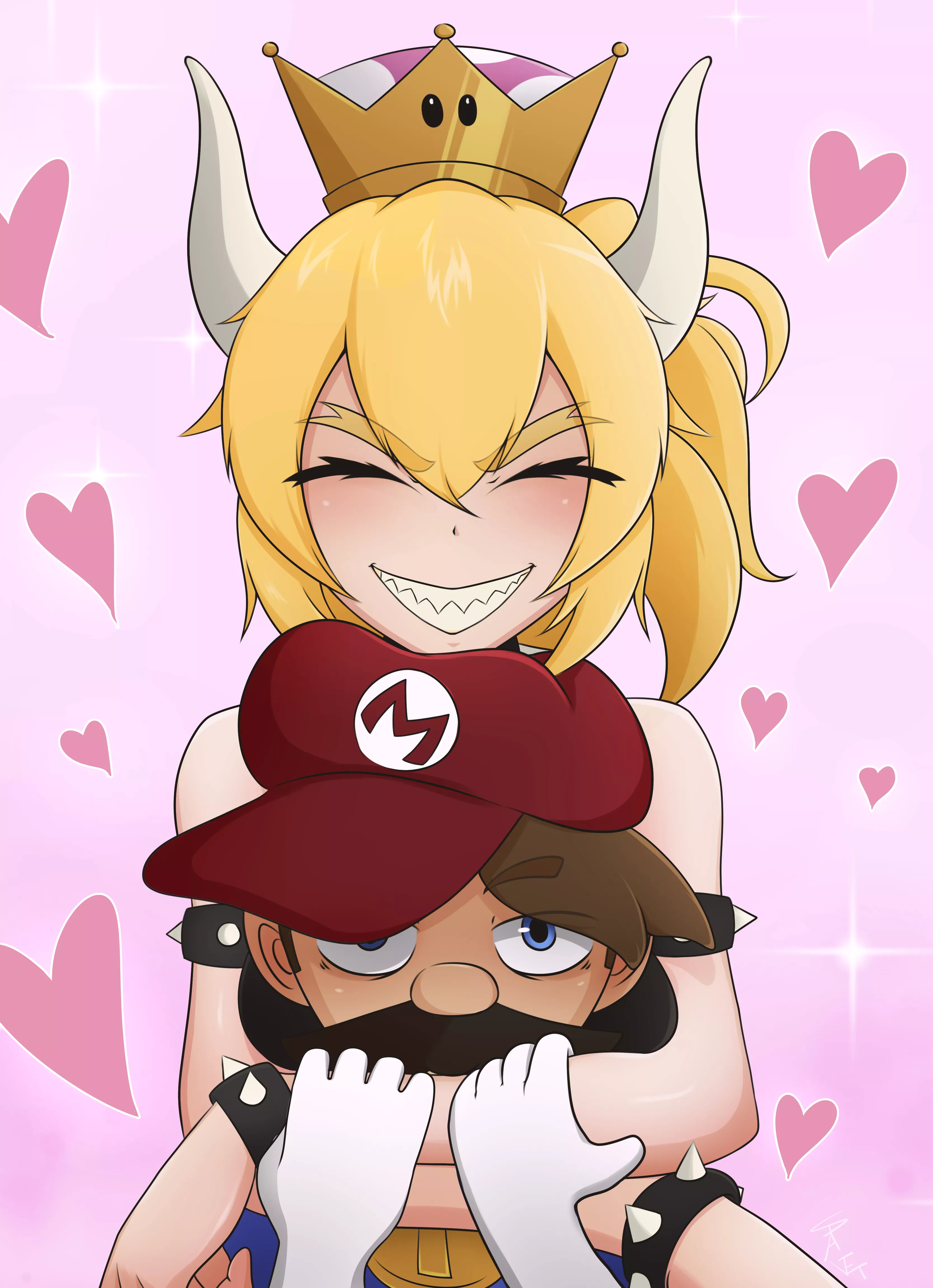 Bowsette and Mario [Made by me]