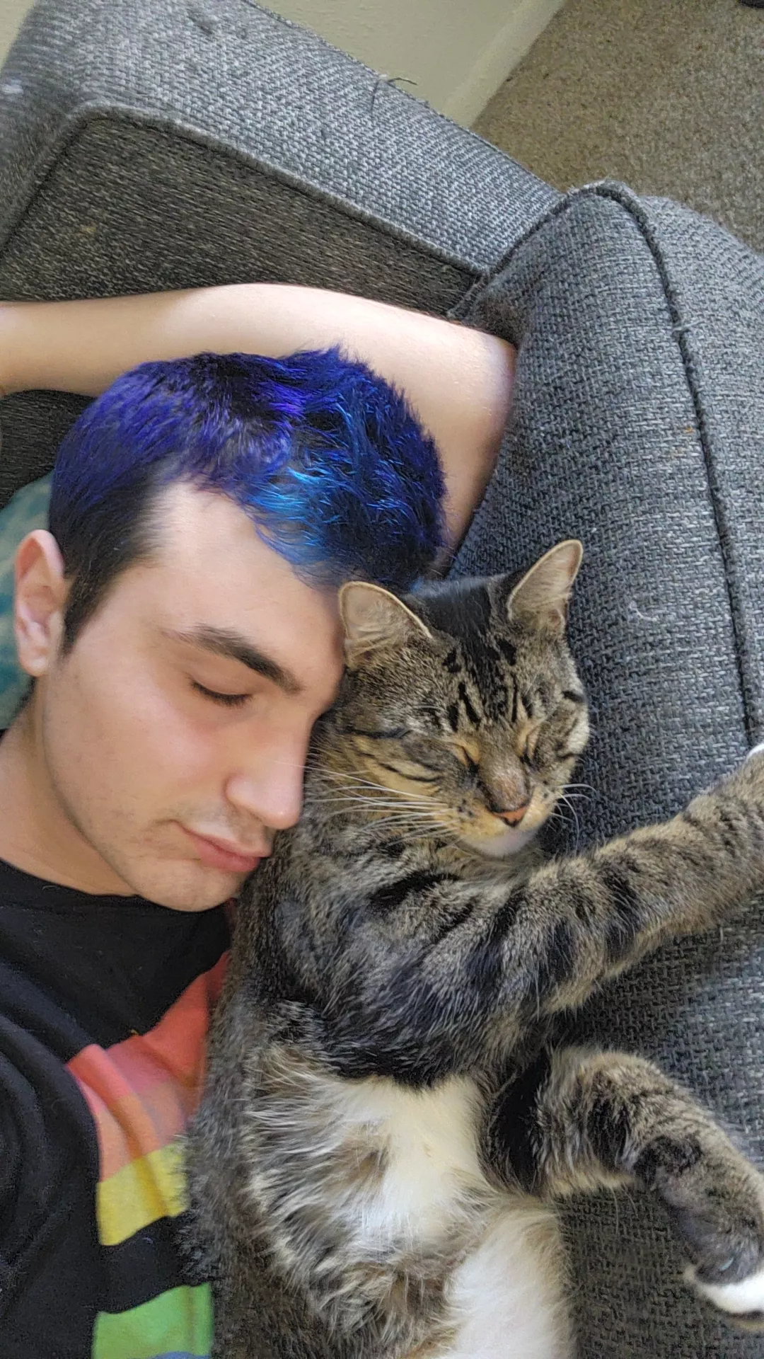 Me and the boy all snuggled up, now who wants to cuddle me lol