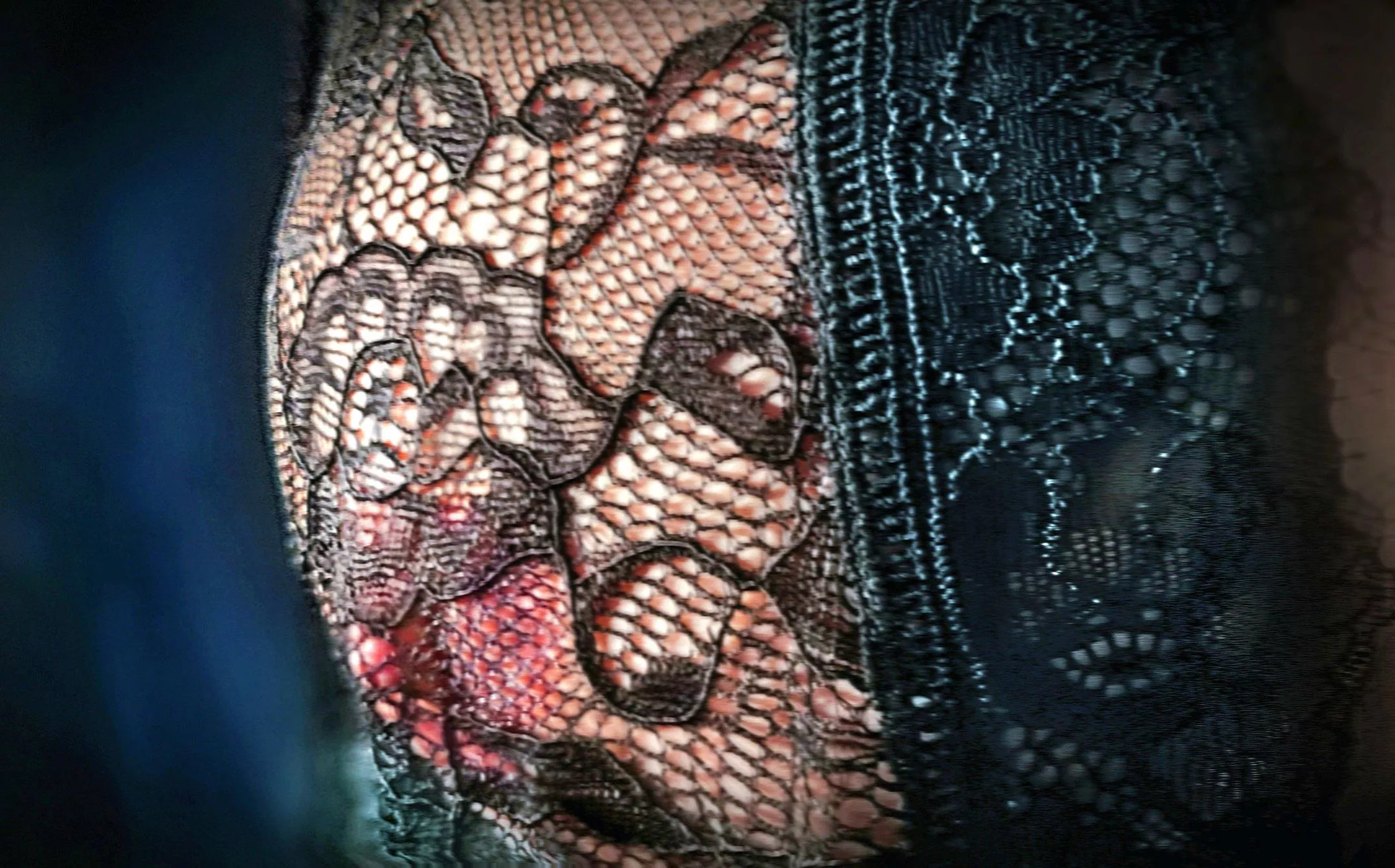 My breast in a lace gown