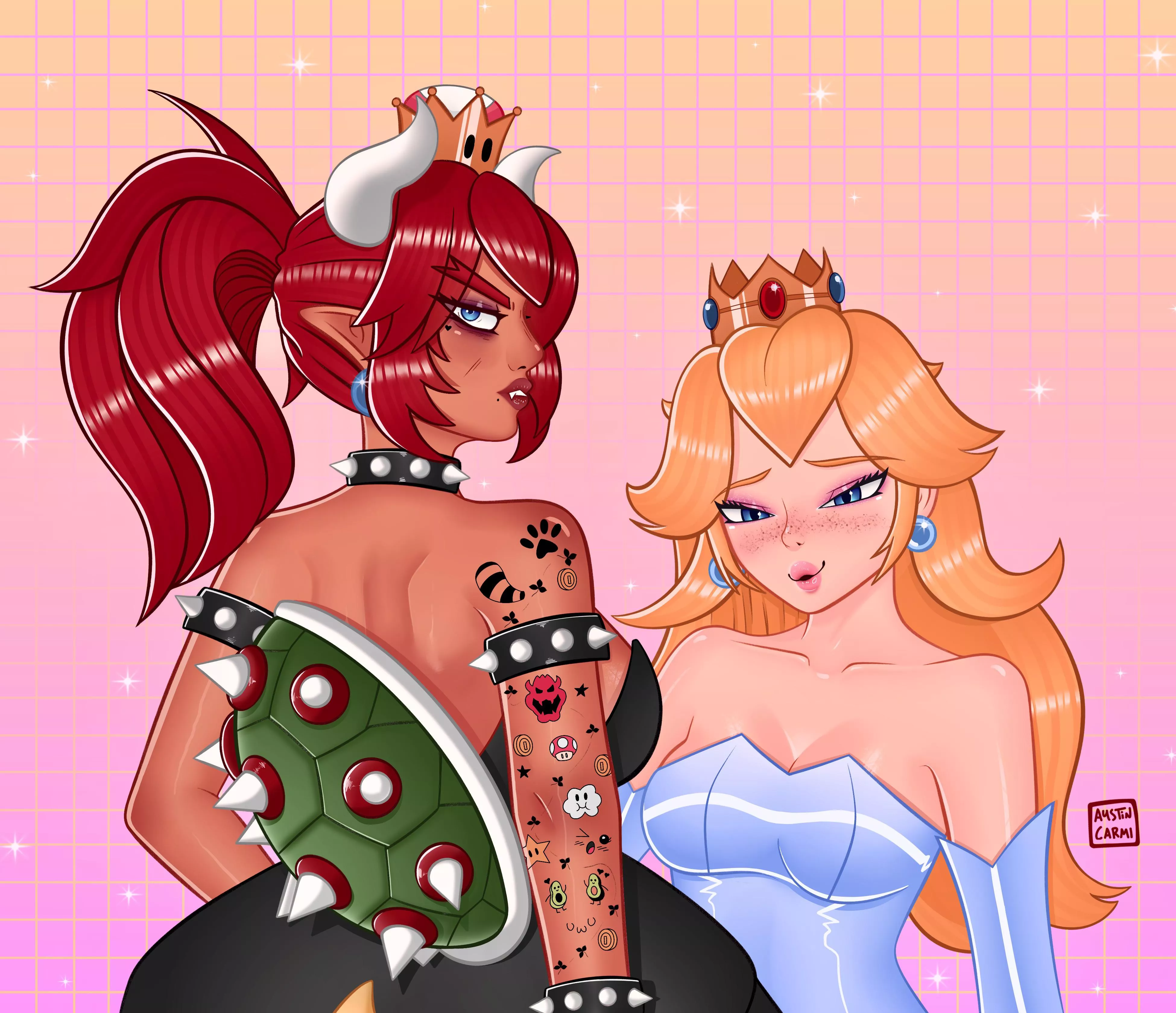 My drawing of Bowsette and Peaches!