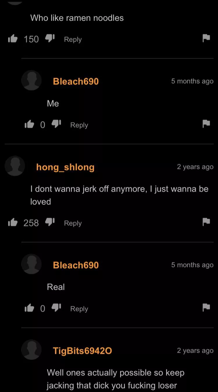 Pornhub comments in a nutshell: