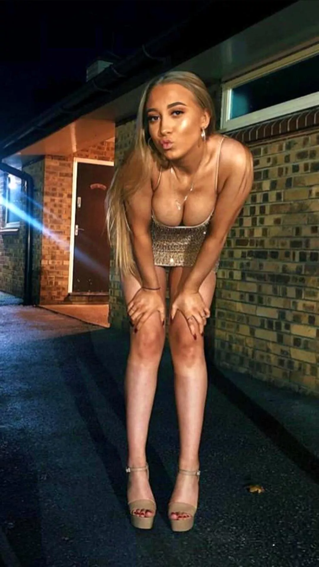 Short dress and cleavage