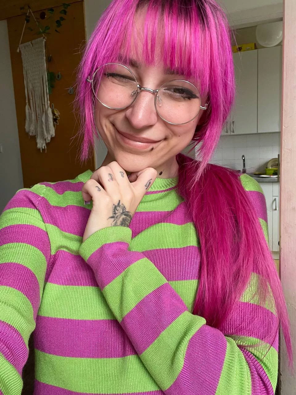 Sweet pic with my bright pink hair will make this day great