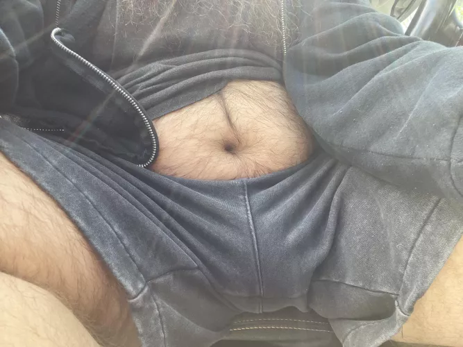 Belly and bulge hanging out of my car