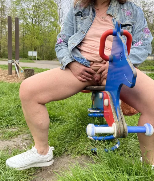 (F) Without panties outdoor