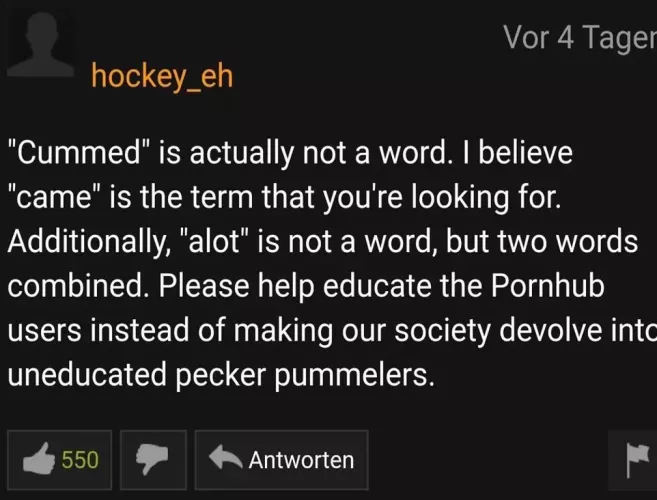 Found this Grammer Nazi on pornhub
