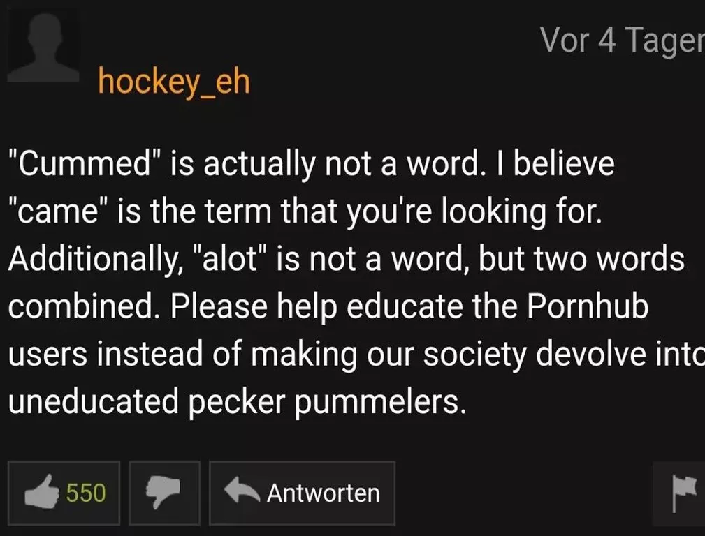 Found this Grammer Nazi on pornhub