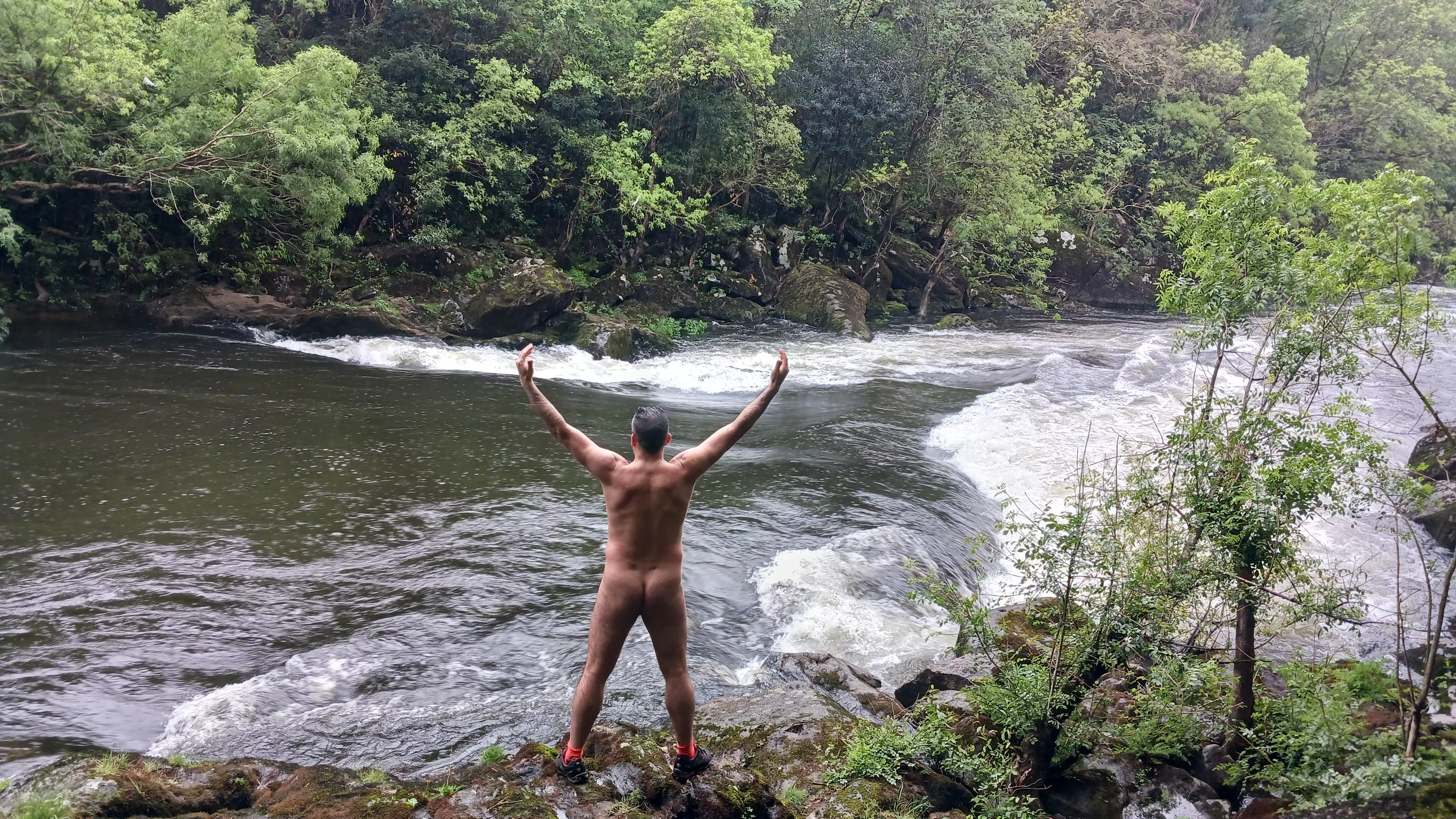 Rainy day. Love the rain on my bare skin