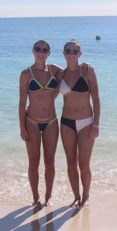 Twin college girls in their bathing suits (2 of 2)