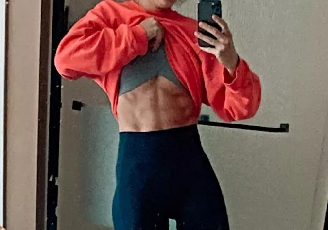 Wife wants to show off post baby six pack (f)