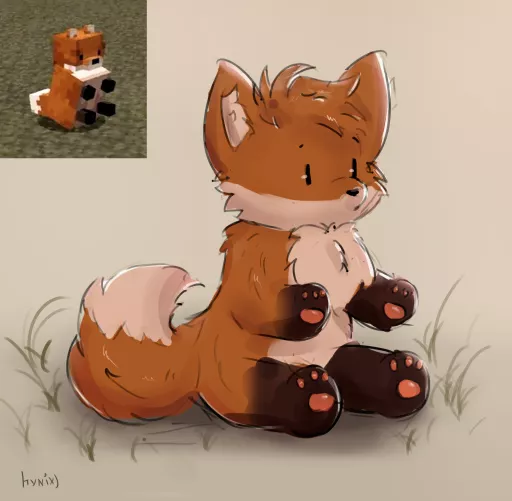 chubby minecraft fox :0 / by @hyn1x on twitter