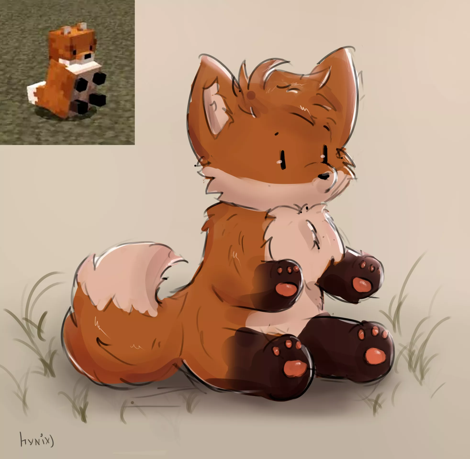 chubby minecraft fox :0 / by @hyn1x on twitter