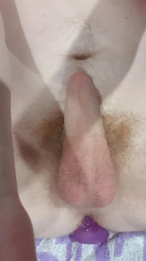 Feels so nice flexing on this ribbed dildo.