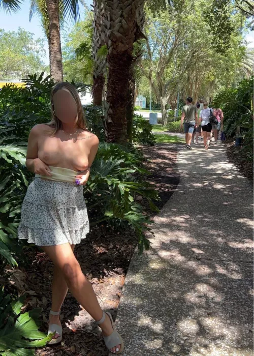 If only the family walking by knew my girls’ tits we’re out behind them