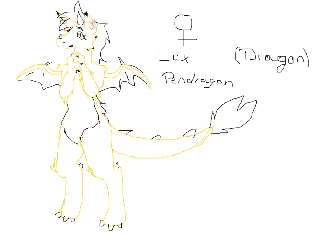 While waiting to get home and get my drawing pad, here's a quick mouse sketch of my fursona ^^ Lex Pendragon the Dragon