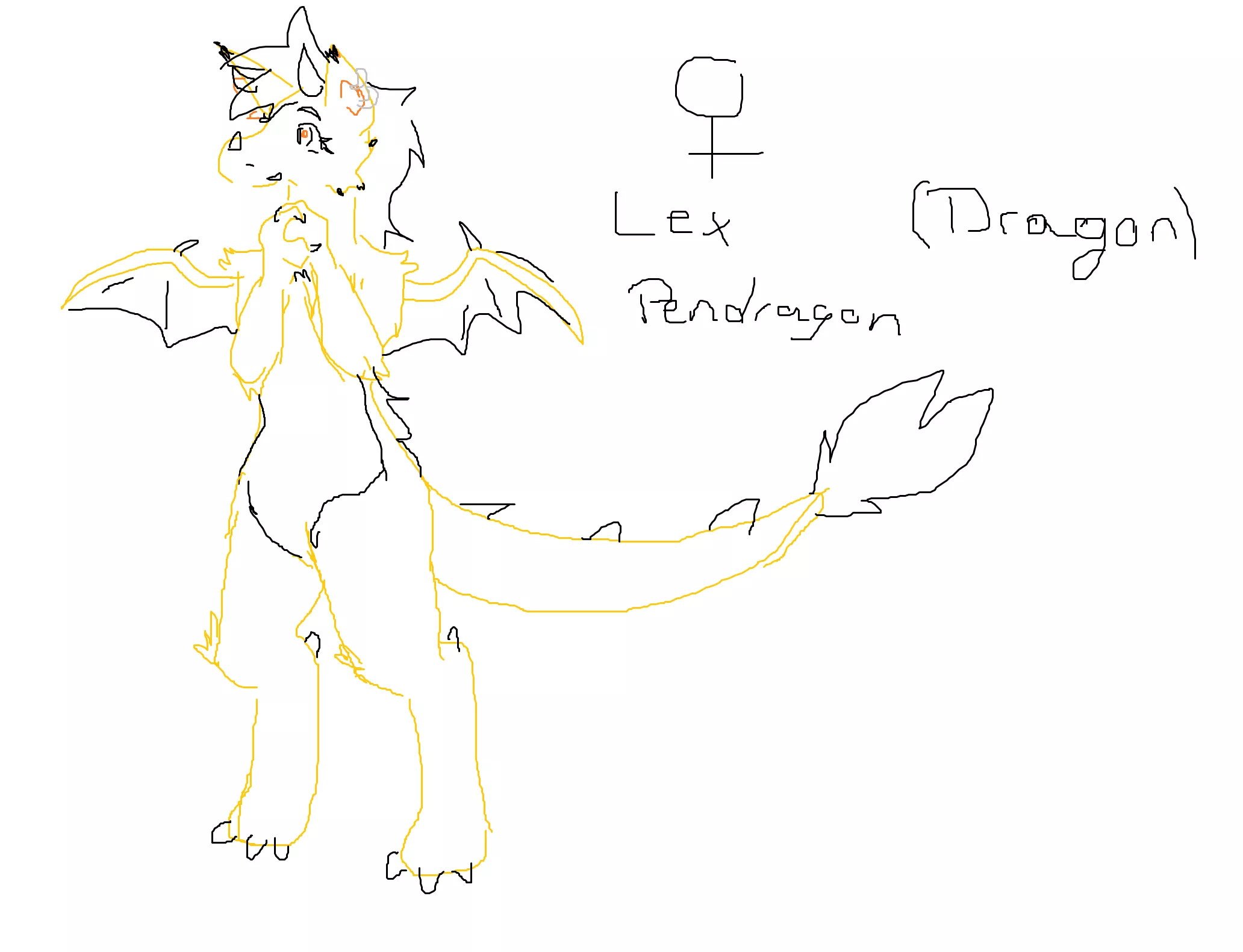 While waiting to get home and get my drawing pad, here's a quick mouse sketch of my fursona ^^ Lex Pendragon the Dragon