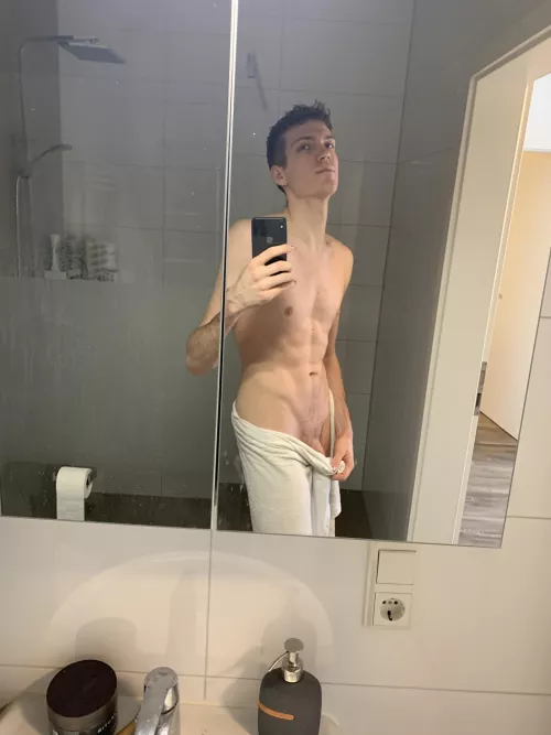 why don't you bend over so when I drop this towel I can shove it in your mouth so I can't hear your scream when I pound your tight ass